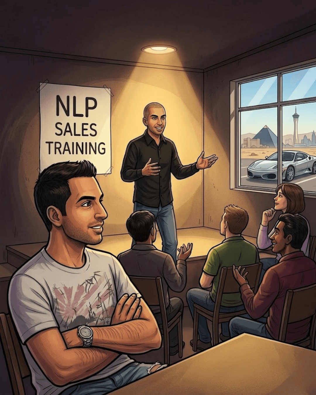 AJ during his early days in Las Vegas building NLP workshops