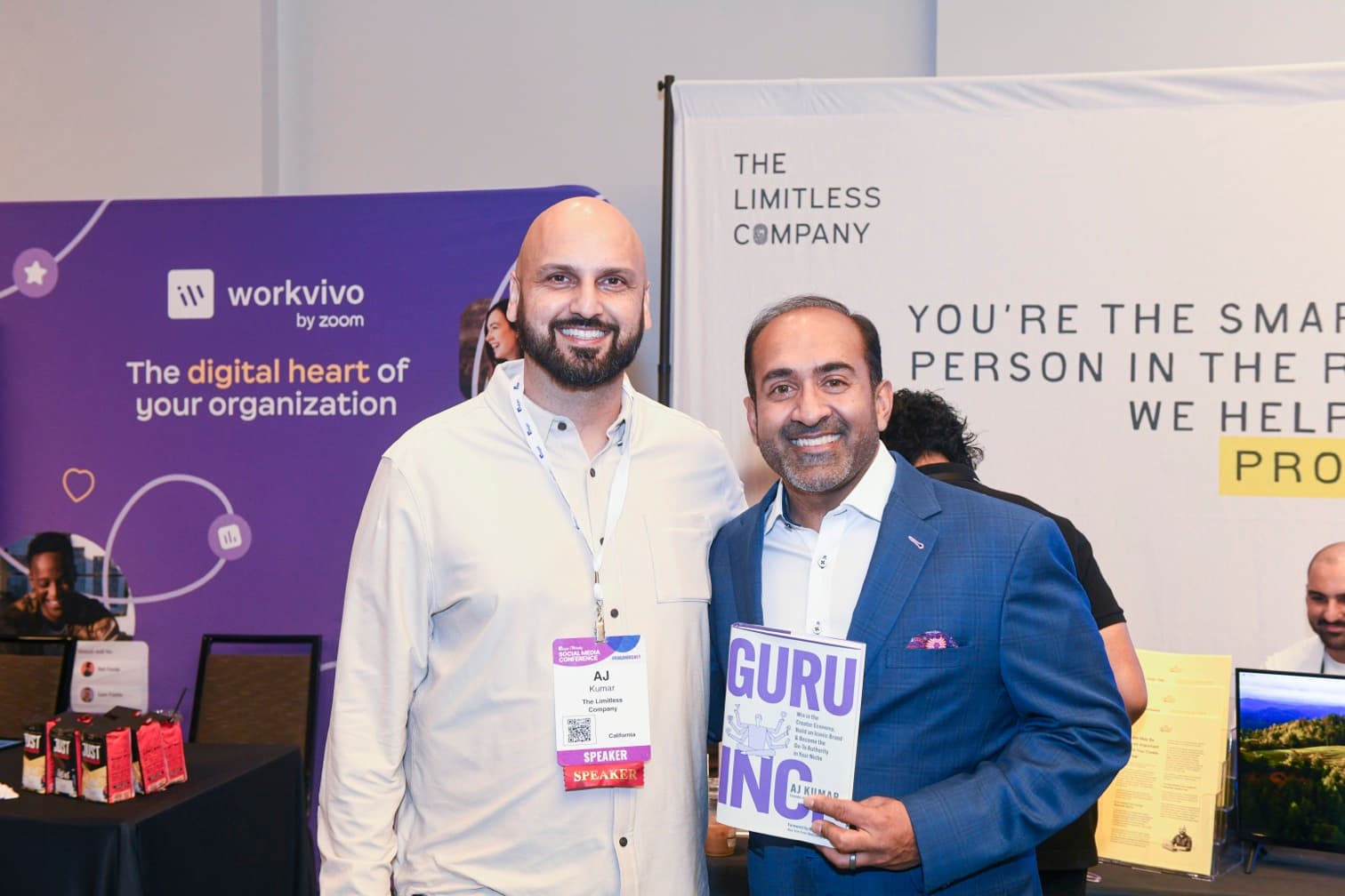 AJ Kumar at a conference with GURU, INC. book