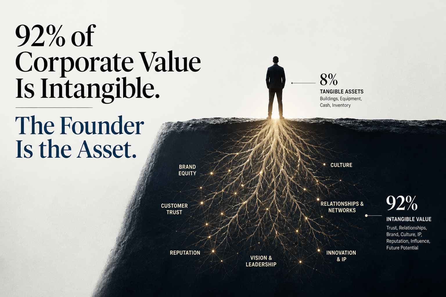 92% of Corporate Value Is Intangible. The Founder Is the Asset